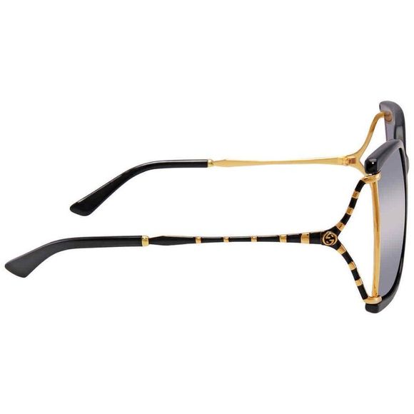 NEW Gucci Grey and Gold Rectangular Women's Sunglasses - Picture 3 of 4